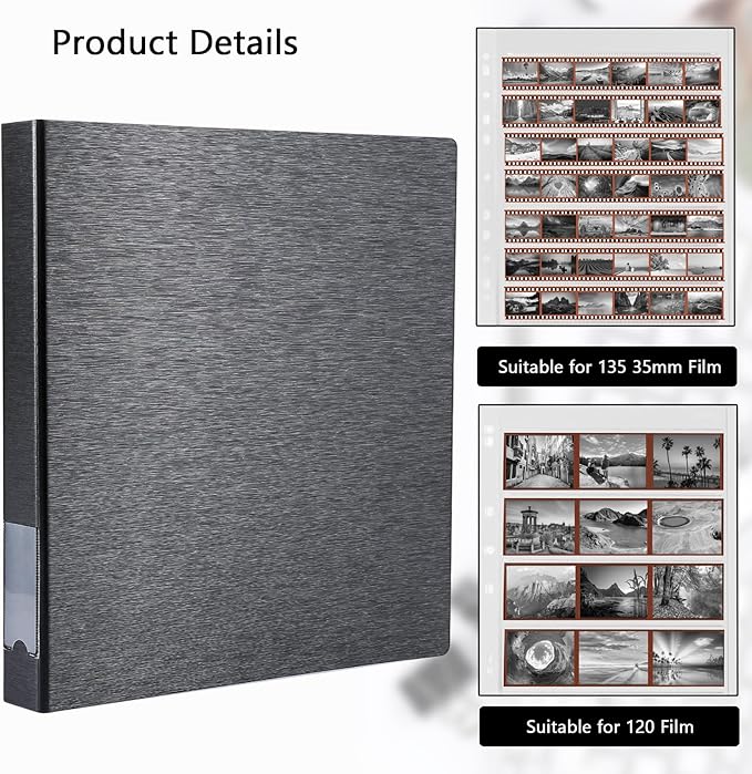MUQING 50 Pcs 120 Film Negative Pages for 3 Ring Binder, Archival Storage Sheets for Ring Binder