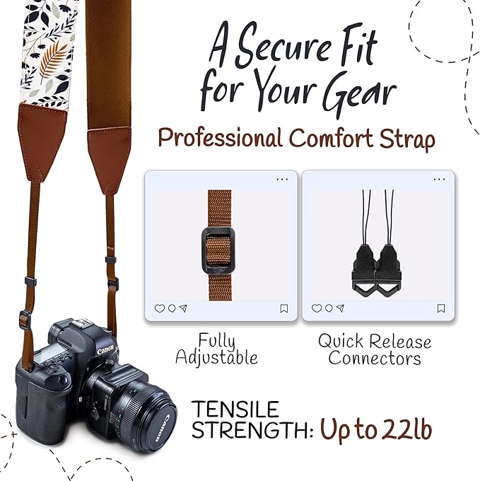 Art Tribute Camera Strap for All DSLR and Mirrorless Cameras. Add Your Name Or Initials Make It a Personalized Gift