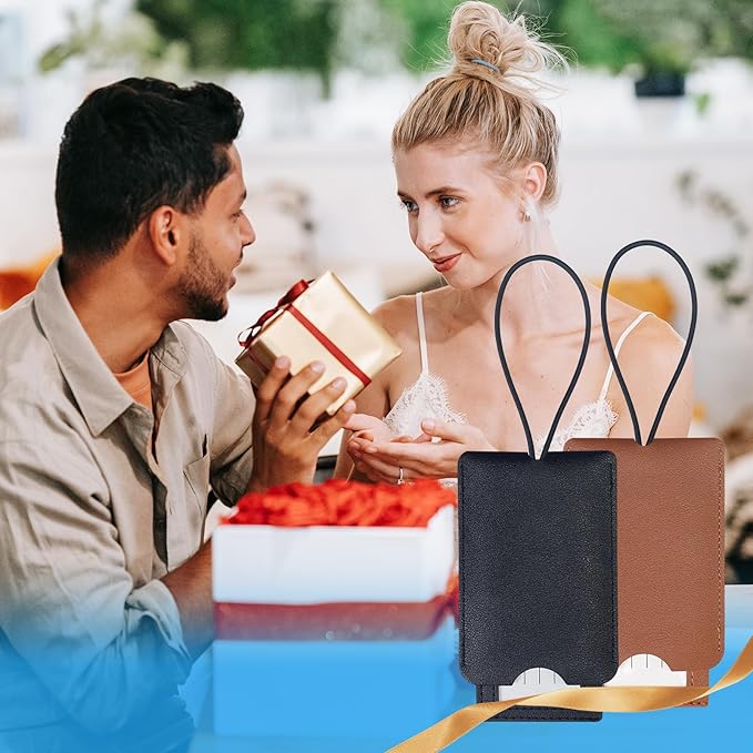 Gloppie 2 Pack Luggage Tags for Suitcases Travel Bag PU Leather Luggage Tags with Privacy Cover Pink
