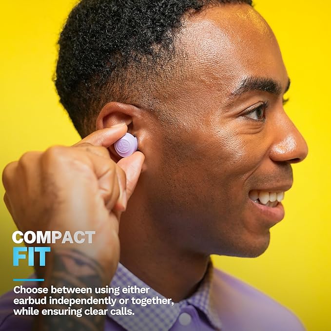 JLab Go Air Pop+ True Wireless Earbuds, in Ear Headphones, Bluetooth Earphones, 35H Playtime Ear Buds, Bluetooth Earbuds with Microphone, USB-C Charging Case, Dual Connect, EQ3 Sound, Lilac
