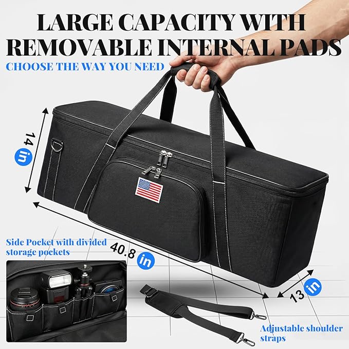40.8" Astronomical Telescope Case, Large Telescope Travel Bag Soft Padded Telescope Accessories Carrying Case with Telescope, Tripods, Light Stands, Telescopes Tube, Camera, Studio Equipment
