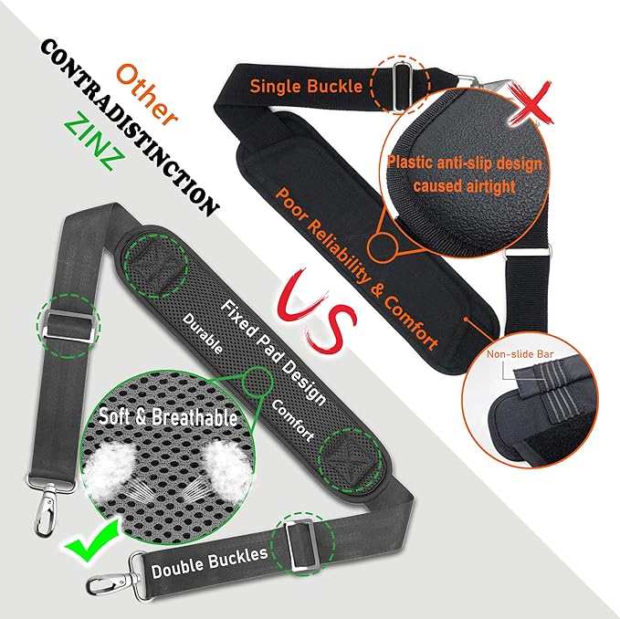 ZINZ Bag Shoulder Strap, Padded Adjustable Shoulder Strap Replacement