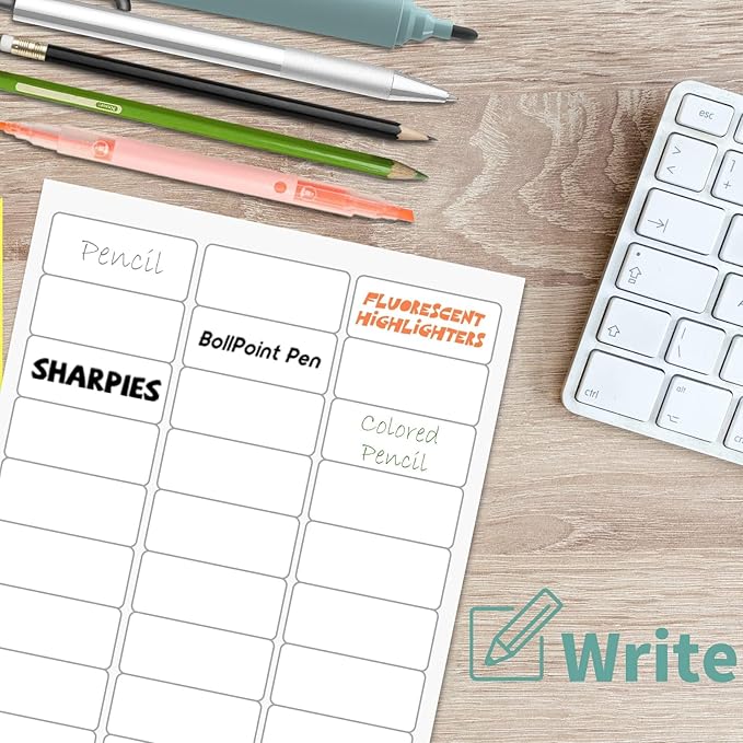Printable White Sticker Paper for Laser/Inkjet Printers (1" x 2-5/8" | 50 Sheets) 1" X 2-5/8" Printable Mailing Address Labels