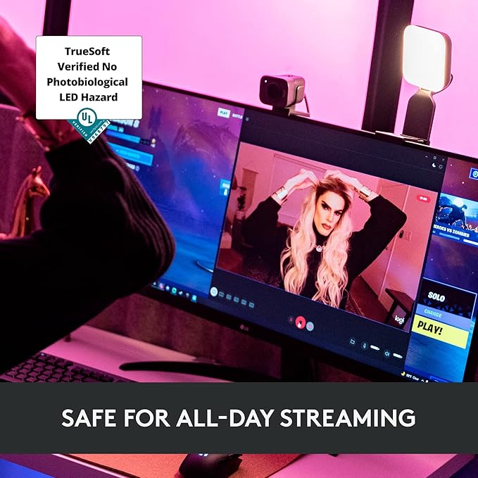 Logitech for Creators Litra Glow Premium LED Streaming Light with TrueSoft, Adjustable Mount, USB Connectivity, Video Lighting for Recording Streams, PC/Mac - Graphite