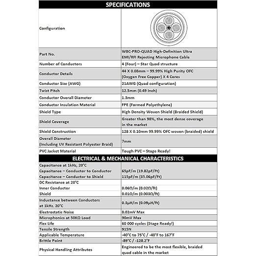 4 Units - 6 Foot - WBC-PRO-Quad Ultra-Silent Ultra-Flexible Balanced Star-Quad Cable with Amphenol Male & Female XLR Plugs & Black Tweed Jacket