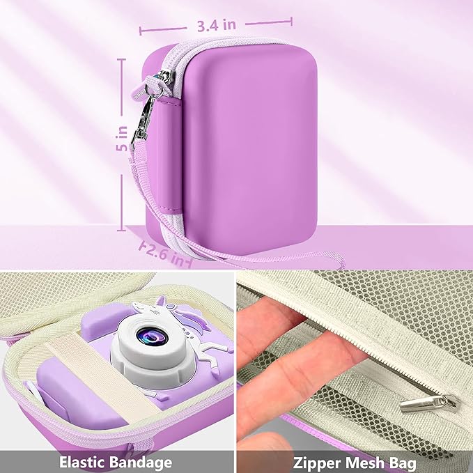 Leayjeen Kids Camera Case Compatible with Goopow/Dwfit/Slothcloud/Colofree/KIZJORYA Kids Camera Toys and Children Digital Video Camera,Best Christmas and Birthday Gifts-Purple(Case Only)