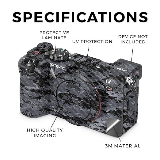 Carbon Fiber Camera Skin Compatible with Sony Alpha 7CR Camera (2023) - Digital Camo - Premium 3M Vinyl Protective Wrap Decal Cover - Easy to Apply | Crafted in The USA by MightySkins