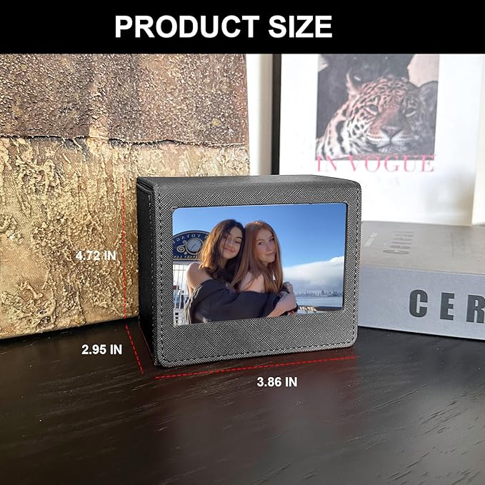 CAIYOULE Picture Holder Case for Fujifilm Instax Wide/EVO/Wide 400/300/210/Polaroid I-Type/Now/OneStep/GO Instant Camera Films, Photo Storage Box with Photo Pouch Can Hold 50+ Films, Black