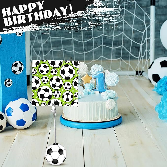 Jetec 12 Pcs Resin Sports Ball Base Memo Clips with Alligator Wire Table Number Card Place Holders Photo Stand for Office Menu Wedding Party Events Decoration(Soccer)