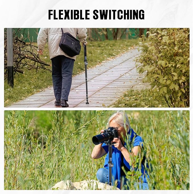 LEOFOTO Carbon Fiber Camera Monopod, Lightweight Travel Monopod with Quick Lock System for DSLR, DV, Video Camcorder, Phone Holder, Weight 0.6kg/1.32lb, Maximum Load 30kg/66lb