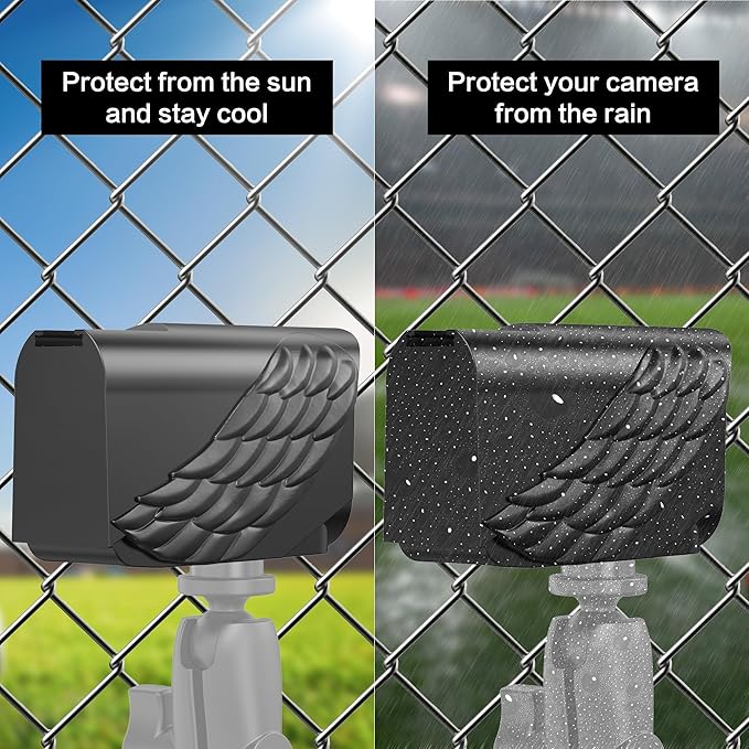 Protective Clam Cover Weatherproof for Mevo Start, Mevo Camera Shade Case with Cold Shoe Interface for Softball, Tennis, Baseball, Net/Chain Link, Mevo Camera Accessories, Not Included Camera Mevo