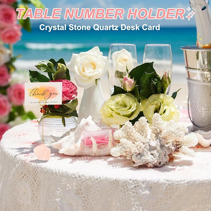 PATIKIL Table Number Holder, 2Pcs Photo Clip Holders Crystal Stone Quartz Desk Card Holder Raw Flower Shape Iron Memo Note Photo Stand for Wedding Party Home Office Decor, Yellow