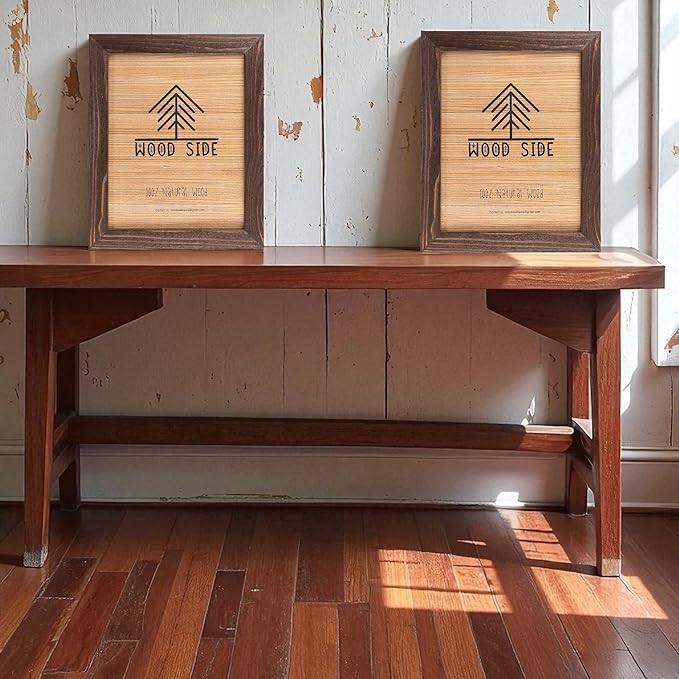 Rustic Wooden Picture Frame 4x6 Inch - Set of 2-100% Natural Eco Barn Wood with Real Glass - Made for Wall Hanging and Tabletop Display - Brown Wenge