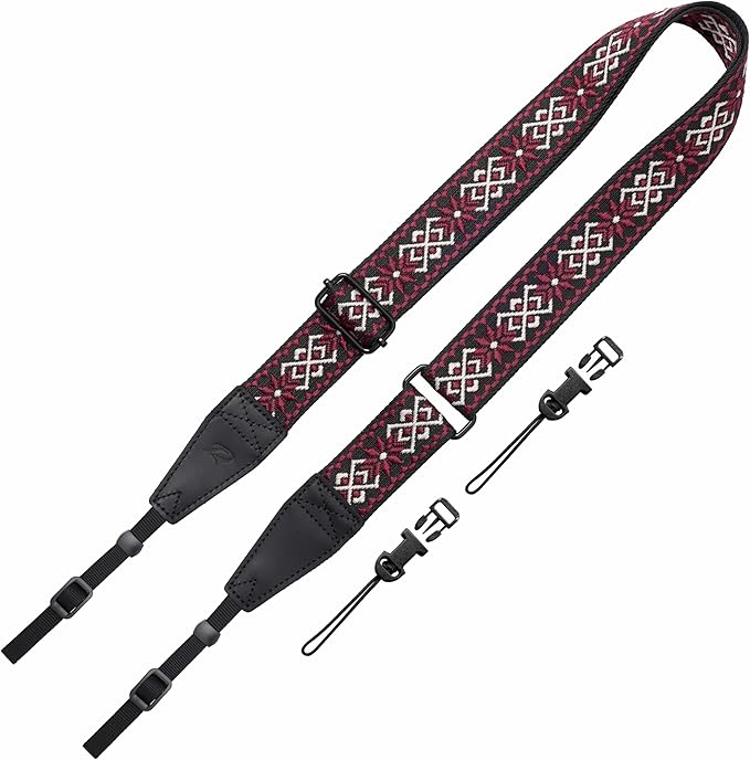 Padwa Lifestyle Adjustable Camera Strap - 1.5" Top Layer Cowhide Head Camera Straps for Photographers, Cotton Adjustable Neck Shoulder & Crossbody Strap Quick Release for All Cameras and Binoculars