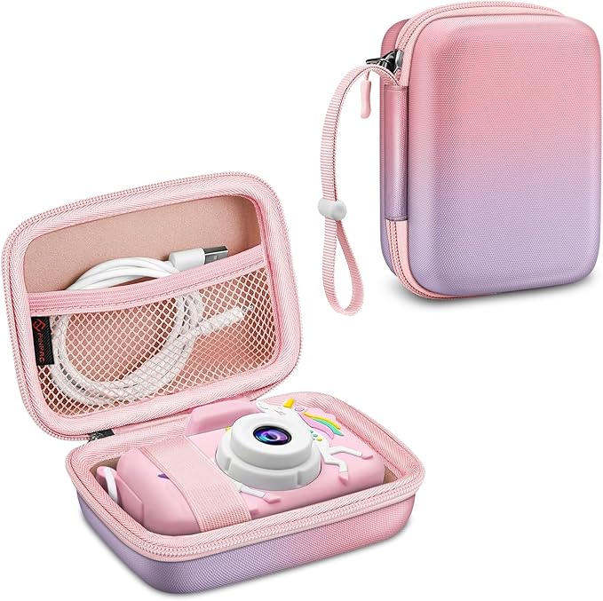 FINTIE Kids Camera Case Compatible with Goopow/Seckton/Dylanto/Mgaolo/Masterbee/CIMELR/Desuccus Kids Digital Camera Toys, Children Carrying Bag, Birthday Festival Gift, Fantasy Ombre