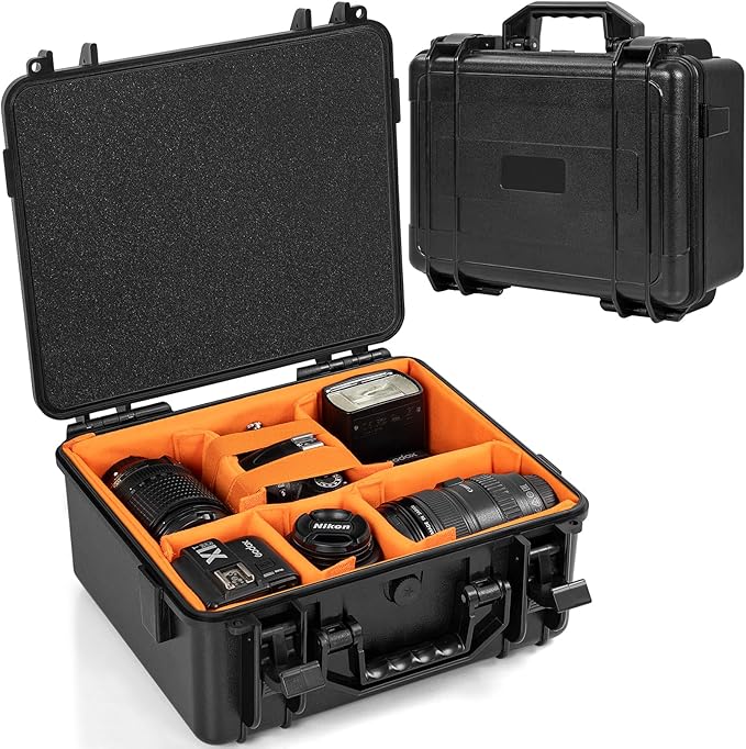 GYXZ Protective Camera Case 11 X 9 X 5.7 Inch Shockproof Water-resistant with Adjustable Dividers (Can hold cameras, pistols, gear, equipment)