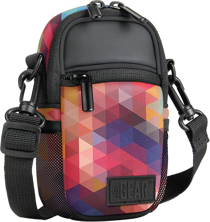 USA Gear Compact Camera Case Point & Shoot Camera Bag with Accessory Pockets, Rain Cover & Shoulder Strap Works W/Sony CyberShot, Canon PowerShot ELPH, Nikon COOLPIX, Olympus & More