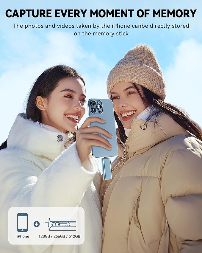 MFi Certified Flash Drive 256GB for iPhone Thumb Drive Photo Stick, High Speed USB Memory Stick iPhone Flash Drive for Photos Videos, External Storage Jump Drive for iPhone/iPad/Android/PC (Blue)