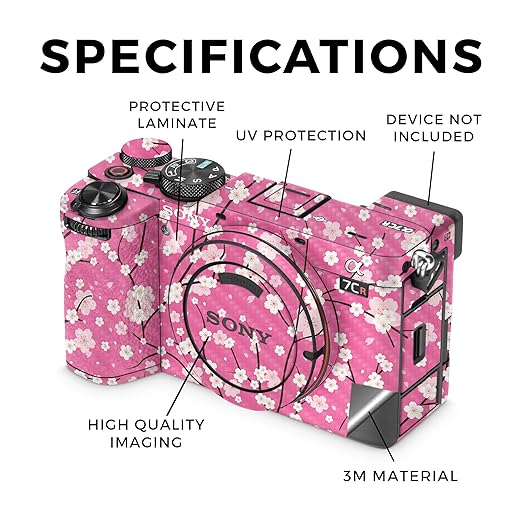 Carbon Fiber Camera Skin Compatible with Sony Alpha 7CR Camera (2023) - Sakura Pink - Premium 3M Vinyl Protective Wrap Decal Cover - Easy to Apply | Crafted in The USA by MightySkins