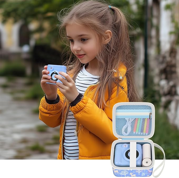 Kids Instant Print Camera Case Compatible with ESOXOFFORE for Dylanto for DUDUDRAGON for GKTZ for Dafotil for Careenoah for Aasonida Toddler Digital Prints Paper Storage Bag (Box Only) Skyblue