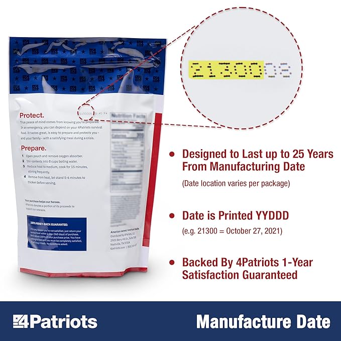 4Patriots 1-Year Survival Food Kit: Emergency Food Supply Designed to Last 25 Years, 2,752 Servings