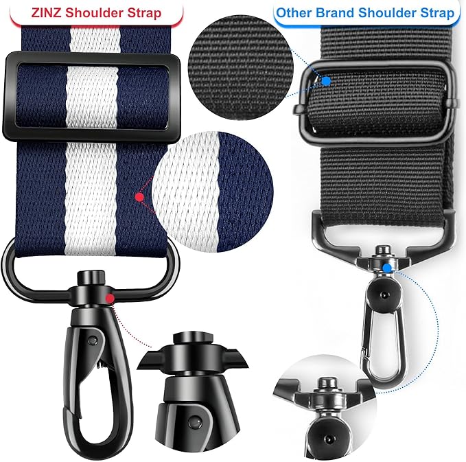 ZINZ 74" Shoulder Strap with Fixed Pad and Dual Balanced Buckles，Blue-White-Blue Stripe