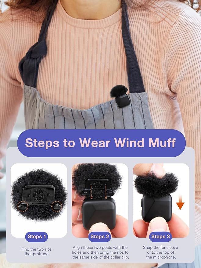 YOUSHARES Microphone Wind Muff Compatible with DJI Mic Mini - 2 Packs Furry Windproof Cover Suitable for DJI MINI 2024 Wireless to Reduce Wind Noise