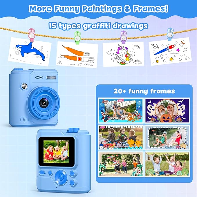 Kids Camera Gifts for Girls Boys - Christmas Birthday Xmas Gift for Girl Boy Age 3 4 5 6 7 8 9 10 11 12 Year Old - Instant Print Digital Toys Ages 3-5 6-8 8-12 Years Olds - Toddler Learning Kid Toy