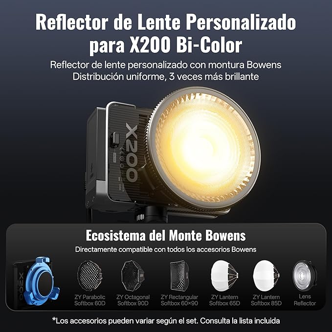 ZHIYUN MOLUS X200 Bi-Color Combo 200W Video Light [Official] Handheld Professional Photography Light Portable Continuous Output Light Bowens Mount 2700K~6500K CRI≥95 TLCI≥97 Only 800g (NO Battery)