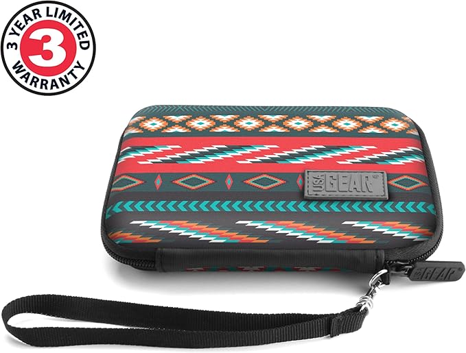 USA Gear Instant Printer Case Compatible with HP Sprocket 2x3, Instax Mini Link 2, Kodak Printomatic, Photo Paper, Cable & more - Hard Shell Portable Printer Carrying Case with Wrist Strap (Southwest)