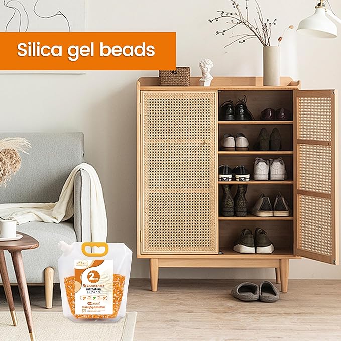 Silica Gel Desiccant Beads – Reusable Desiccant Bulk 3mm Beads for 3D Filament, Electronics, Cameras, Jewelry, and Safes (Orange White MIX, 2 LBS)