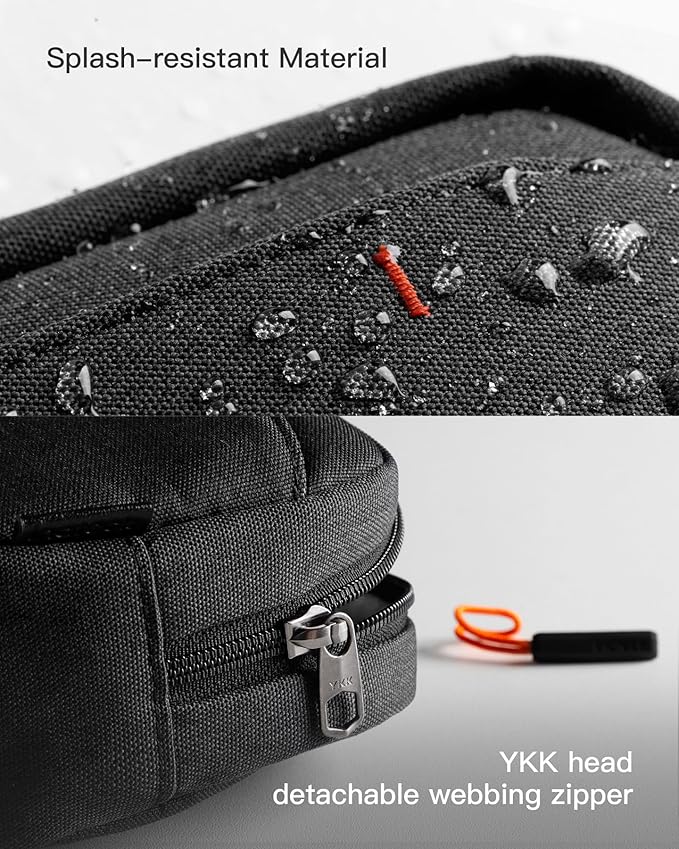 Inateck Electronics Organizer Travel Case, Water-resistant Cable Organizer Pouch, Multi-purpose Accessories Carry Case for Cord, Charger, Cables, Phone, USB Drive, Black, Medium