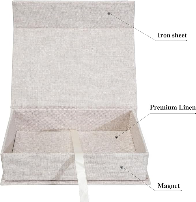 Yopih 5x7 Linen Photo Storage Box - Ideal for Preserving and Organizing Your Precious Photos, Certificates, Scrapbooking Supplies, Keepsakes, and Jewelry Beige
