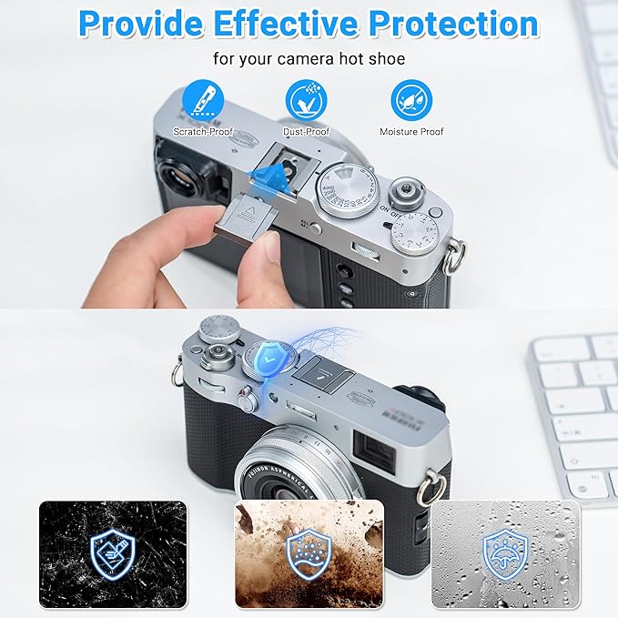 Silver Camera Hot Shoe Cover Protector Cap for Fujifilm X-T30 III X-E5 X Half X100VI X-T50 X-S20 XT5 XT4 XT3 XT2 GFX 100RF 50S II XH2 XH2S XT30II XT20 XT10 XS10 XE4 XT200 XT100 X100V X100F X100T XPro3