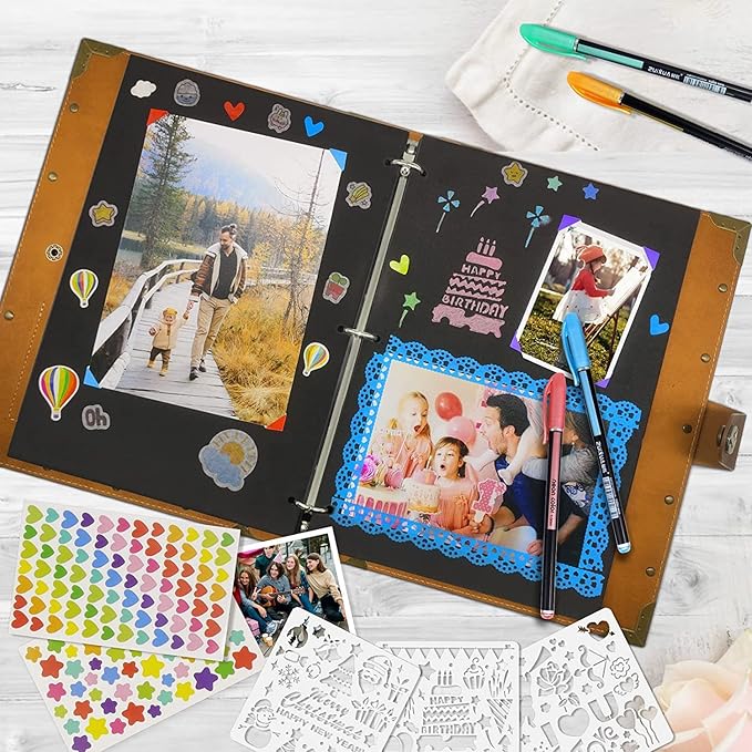 ZEEYUAN DIY Scrapbook Photo Album 60 Pages Leather Memory Photo Book 8.5x11 inch,Vintage Travelling Scrapbook Family Scrap Book Scrapbooking Supplies Kits for Couples