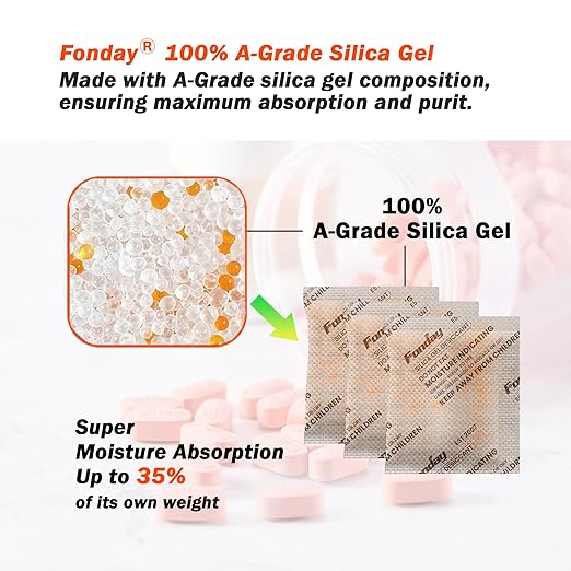 10g x 10 packs Fonday Rechargeable Silica Gel Desiccant Packets Fast Reactivate Desiccant Bags Moisture Indicating Orange to Green