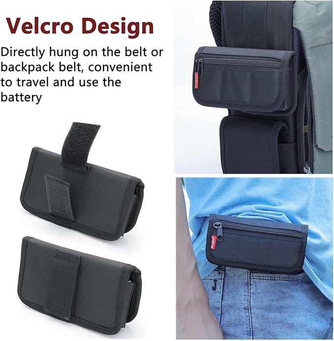 King Ma Small DSLR Camera Battery Bag Pouch Holder Case Camera Batteries Waist Bag Compatible with LP-E6 LP-E17 FZ100 FW50 F550 AA Battery and SD Card Holder Memory Card Case