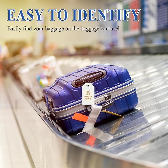 Luggage Tag & Initial Baggage Tags for Suitcases Leather Bag Tags for Backpacks Handbag School Instrument with Name ID Label Travel Essentials, Unique Fun Ivory White Personalized Luggage Tags 2 Pack