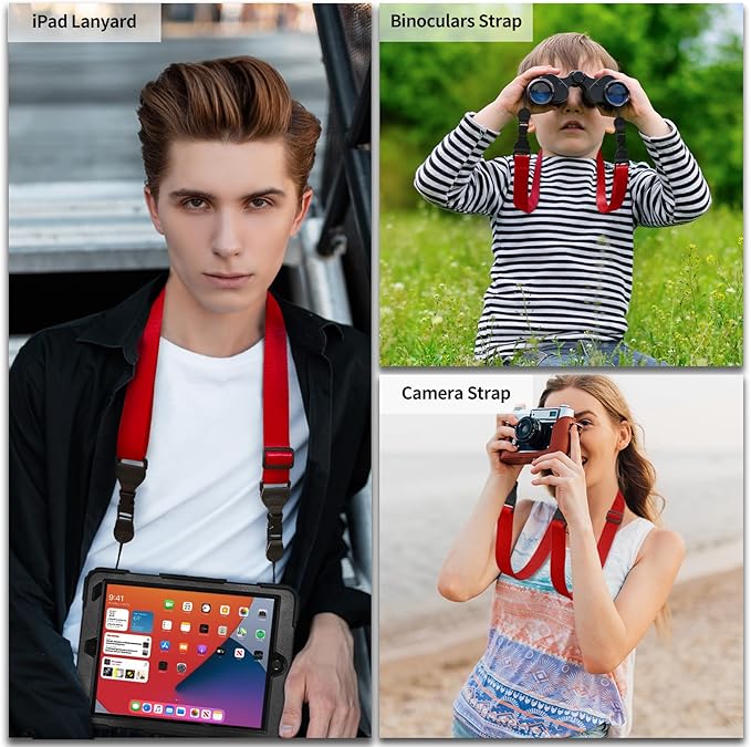 Adjustable Shoulder Strap, Nylon Camera Strap, Comfortable Neck Strap for iPad, Cellphone Tablet, Camera, Laptop, Binocular, Luggage Bag (Red Universal Lanyard)