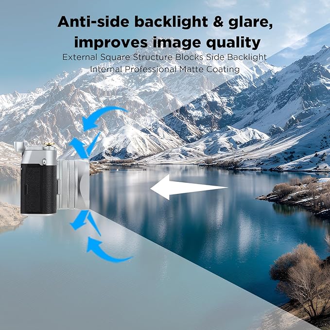 Haoge LH-X200S Square Metal Lens Hood with 49mm Adapter Ring Metal Cap for Fujifilm X100VI x-100vi x100v x100f x100t x100s Fuji Photo Camera Accessories Silver