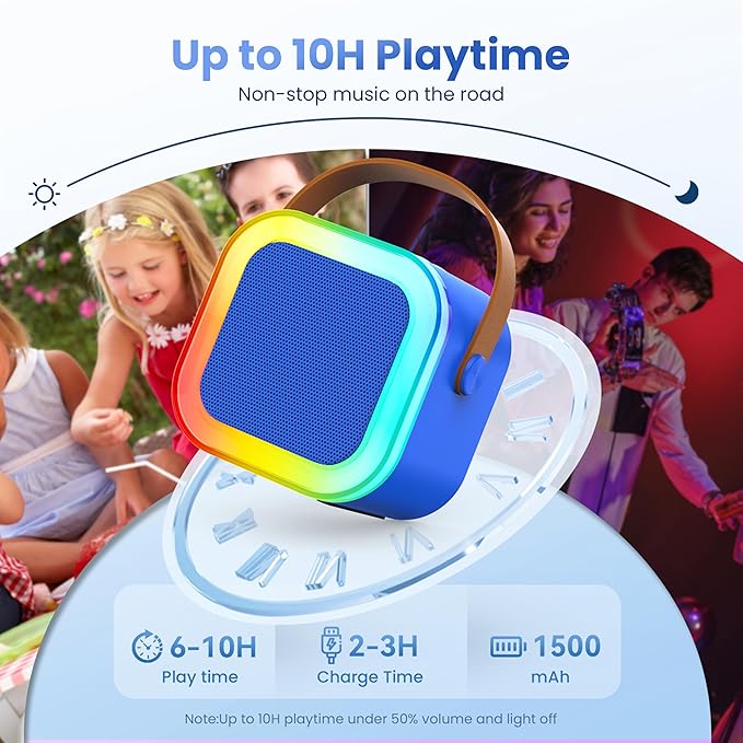 Karaoke Machine for Kids Adults, Portable Bluetooth Speaker with 2 Wireless Karaoke Microphones Player, 2026 TOP Birthday for Girls Boys 3,4,5,6,7,8+Year Old Toddler Kids Toys(Deepblue)