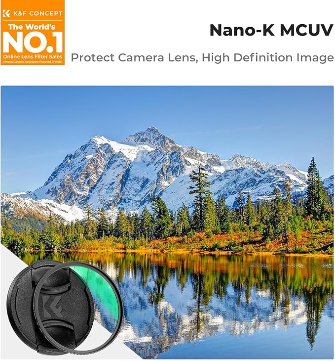 K&F CONCEPT 37mm MC UV Lens Protection Filter with Lens Cap Cleaning Cloth Optical Glass Ultra Slim 18 Multi-Layer Coatings Camera Lens UV Filter (K-Series)