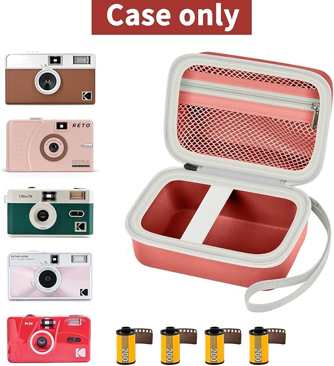 Grapsa Digital Camera Case Compatible with KODAK EKTAR H35 H35N Half Frame Film Camera, Storage Holder Organizer for Kodak Ultra F9 M35 M38 Paper Shoot kamera, 35mm Film Rolls (Box Only)- Brown