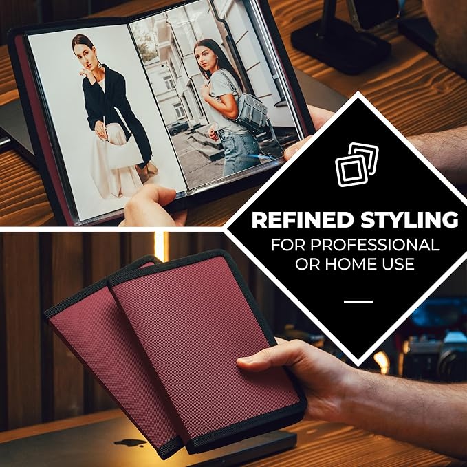 Dunwell Small Photo Album 4x6 (2-Pack, Ruby), Mounting Paper, 4 x 6 Photo & Art Portfolio Presentation Binder, 24 Sleeves Display 48 Pages, Professional Mini Picture Book for Artwork, Postcards
