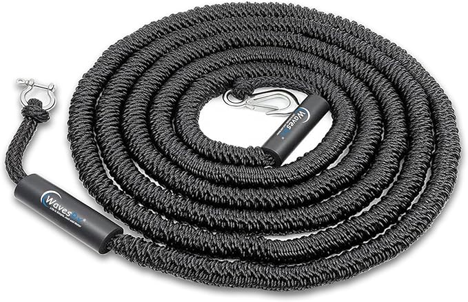 WAVESRX AnchorMate Bungee Line | Boat Bungee Dock Lines for Boats, PWCs & Kayaks | Absorbs Shock from Swells & Wind, Prevents Anchor Dislodging | Perfect for Anchoring, Mooring & Tethering