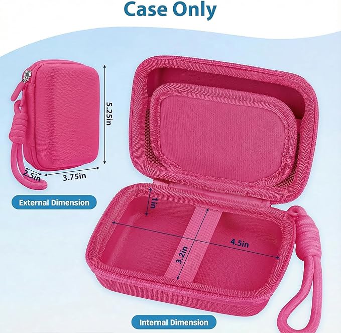 Digital Camera Case for CAMKORY/KODAK PIXPRO FZ45/FZ55/Canon IXUS 285 HS/AbergBest/Sony DSCW800/DSCW830 - Small Travel Compact Camera Holder with Mesh Pocket for SD Card & Accessories (Fuchsia)