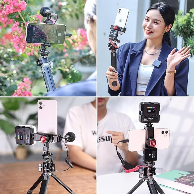 ULANZI ST-27 Metal Phone Tripod Mount, 360° Phone Holder for Tripod w 3 Cold Shoes & Arca Port, Versatile Smartphone Adapter for iPhone 17 16 15, Desktop Tripods, and Live Streaming/Vlogging Setup