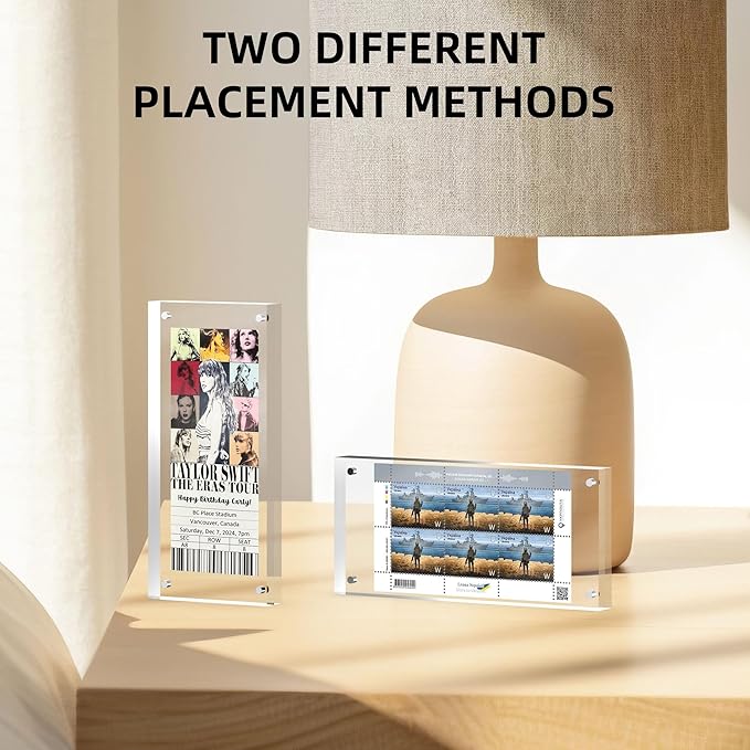 PONNOR Dollar Bill Frame, Acrylic Currency Display Holder, Self Standing Money Frame for Collectors Ticket Protector Photos Display Case（2pcs）