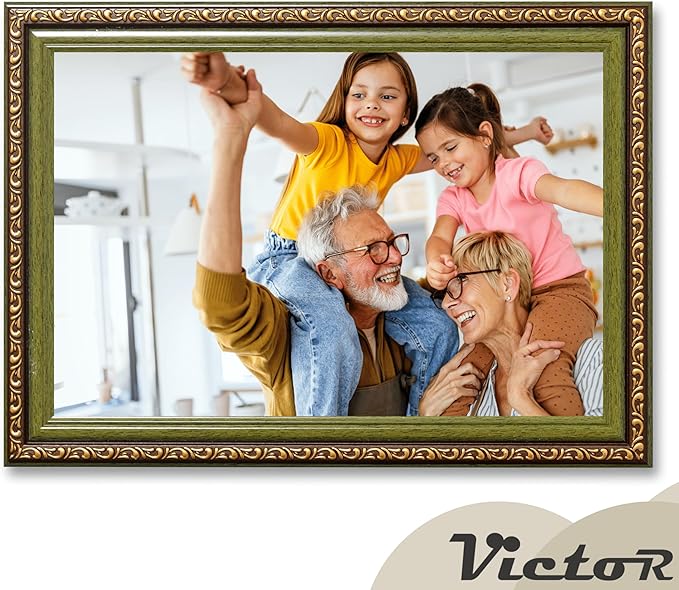 VictoR Picture Frame Chagall 8x12 Brown Green-Picture Frame for Photos in Size 8x12 Inch - Vintage Design with Shatterproof Acrylic Glass - Antique - only for hanging