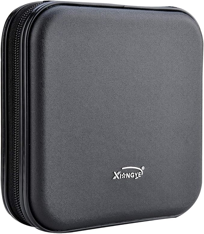 CD DVD Wallet, 32 Capacity Heavy Duty, DVD CD Case Holder for Car,Portable DVD/VCD Storage Disk, Hard Shell Sturdy case, Car CD Disk Holder, Booklet, Blu-ray Wallet (32 Capacity,Black)